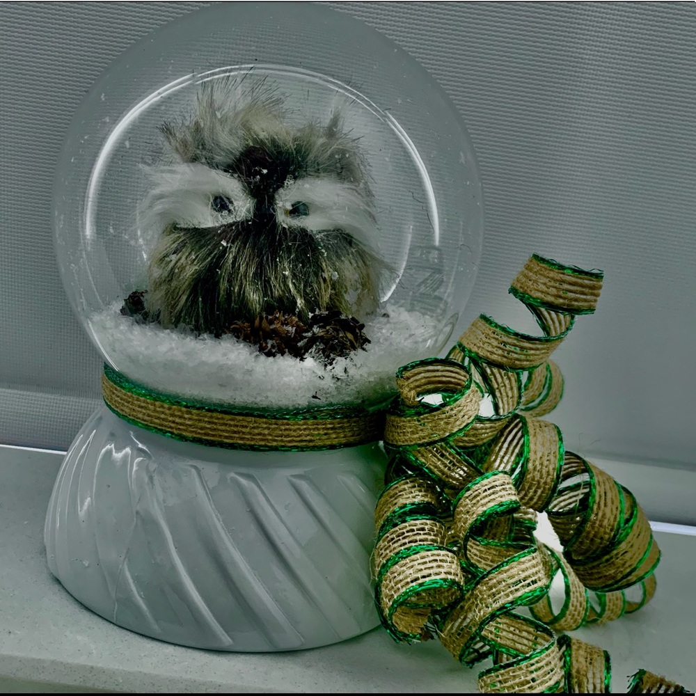 Christmas Glass Owl Snow Globe - A great gift or decoration.